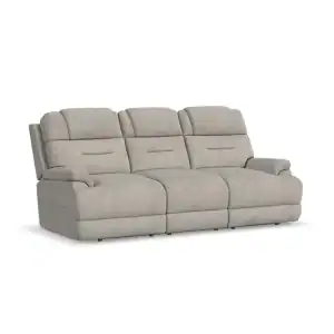 The Zofa Umber Power Sleep Sofa (Copy), shown in light gray with plush cushions, padded armrests, and soft fabric upholstery, offers modern comfort and style for your living space against a clean white background.