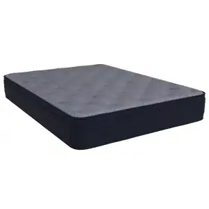 Southerland's Santa Fe Euro Top mattress showcases a thick, rectangular profile with a textured, patterned gray top and solid dark sides, presented against a white background.